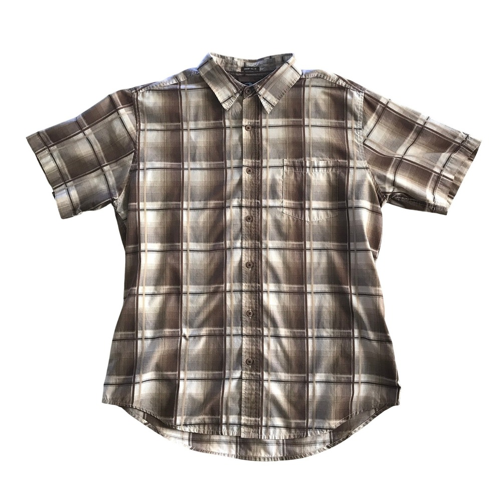 Vintage Anchor Blue Mens XL Brown Plaid Button Down Shirt Vintage Slim Fit